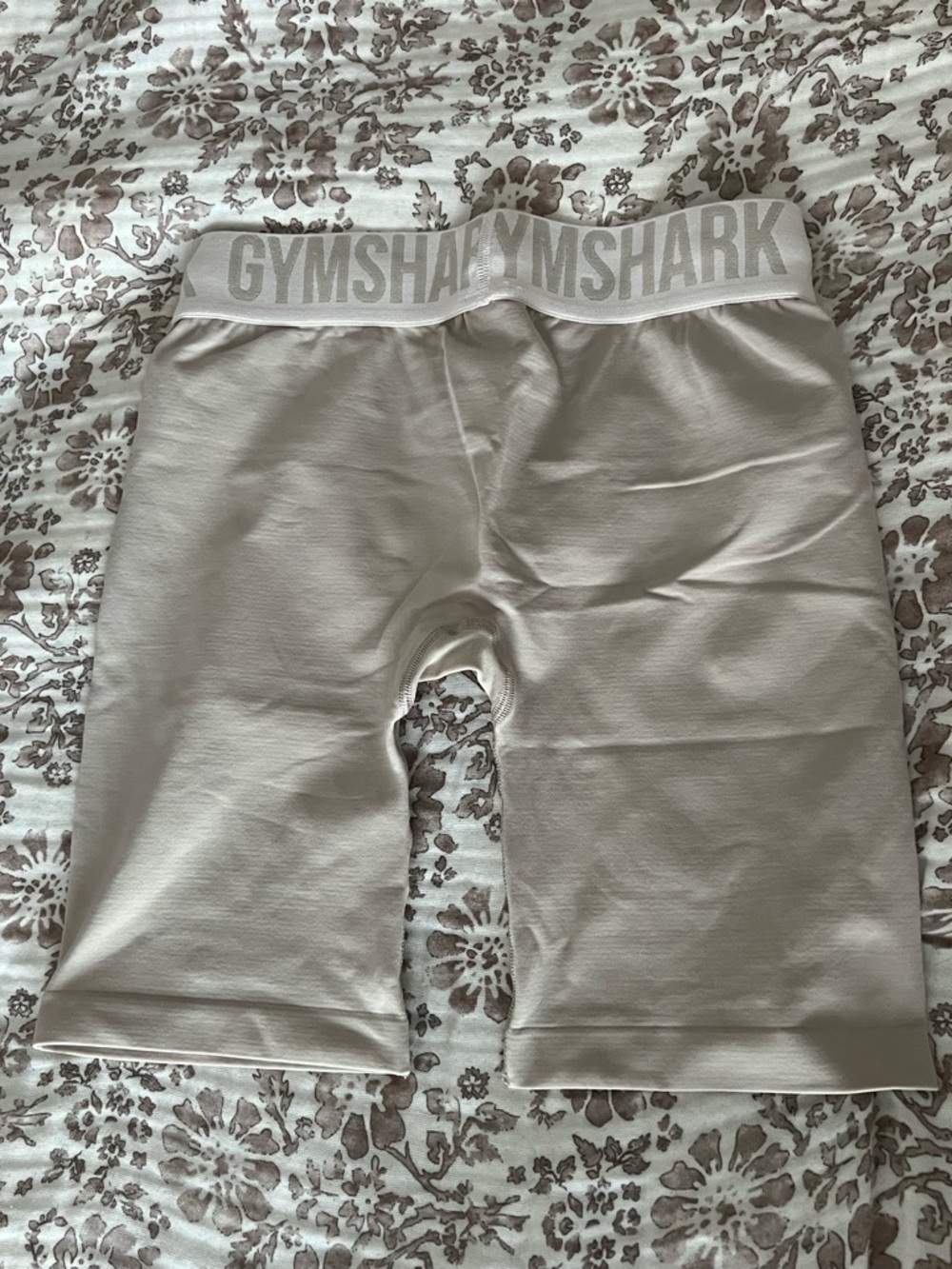 Gymshark Beige Seamless Biker Shorts with Branded Tag